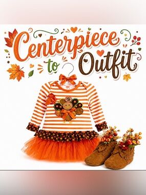 Turkey Bird Centerpiece Dress For Baby Shower, Little Girls Birthday